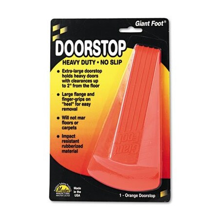 Master Mfg Co Master, GIANT FOOT DOORSTOP, NO-SLIP RUBBER WEDGE, 3.5W X 6.75D X 2H, SAFETY ORANGE 00965